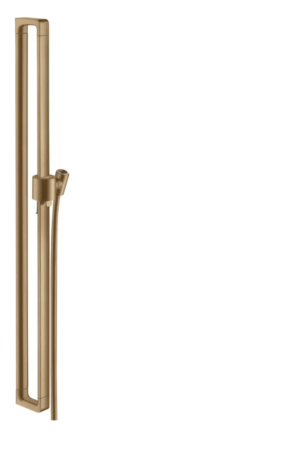 Brausestange in gebürstetem Bronze mit angeschlossenem Brauseschlauch, hergestellt von AXOR. Minimalistisches Design, geeignet für die Montage in Badezimmern.